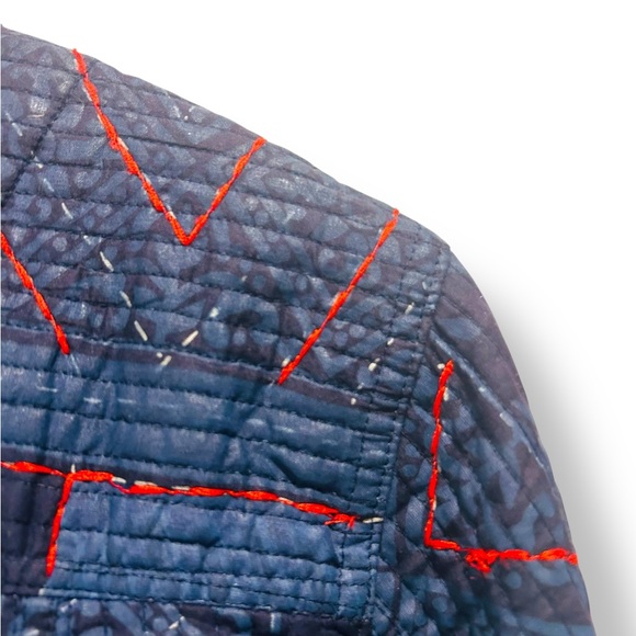 Coldwater Creek Quilted Embroidered Jacket Blue Red Petite Small Boho Folk - Picture 8 of 16